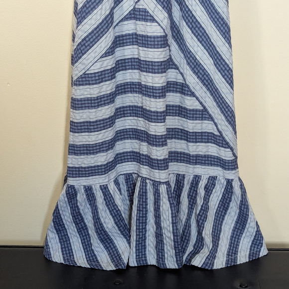 Umgee Blue White Striped Off Shoulder Maxi Dress Ruffle Hem Boho Size M - Picture 5 of 8